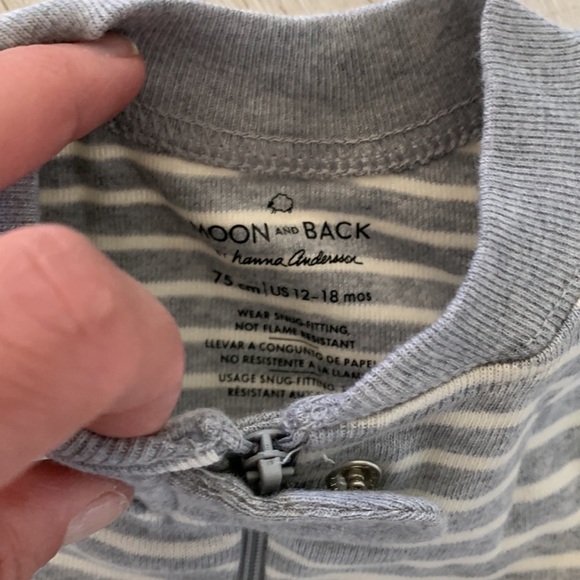 NWT  Moon & Back one Piece footed pajamas‎ unisex striped size 18/24 - Picture 8 of 9